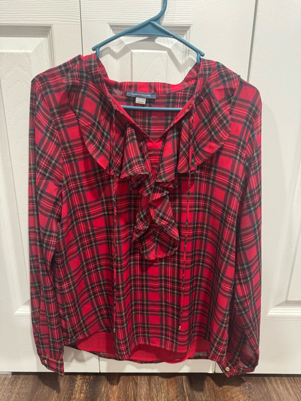 Tommy Hilfiger Red Plaid Button-Up Blouse